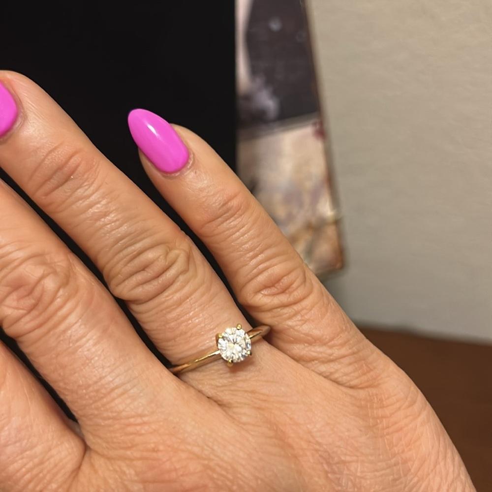 Gold Tone Ring with Diamond Accent Size 9 - Picture 5 of 12